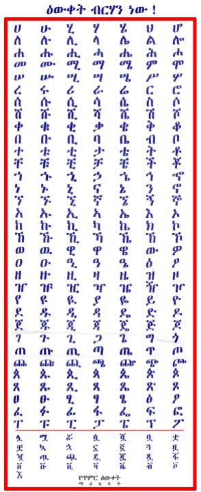 Amharic Alphabet Chart Poster - Feedel Fidel @Amharic4Rastafari